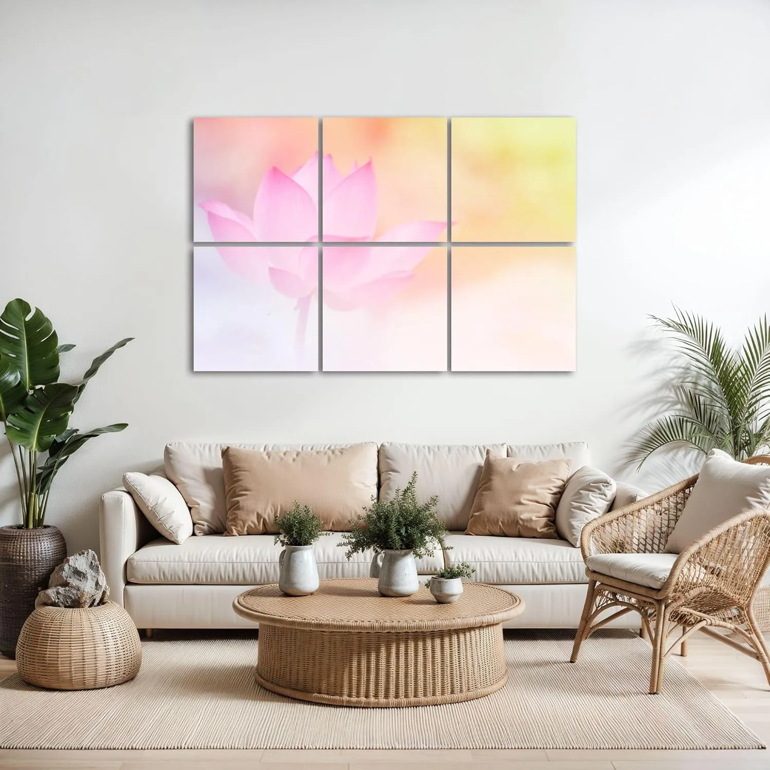 6 Pack Art Acoustic Panels Pink lotus select focus Self Adhesive Decorative Soundproof Wall Panels Sound Absorbing Panel 72"x48" for Office Home Studio