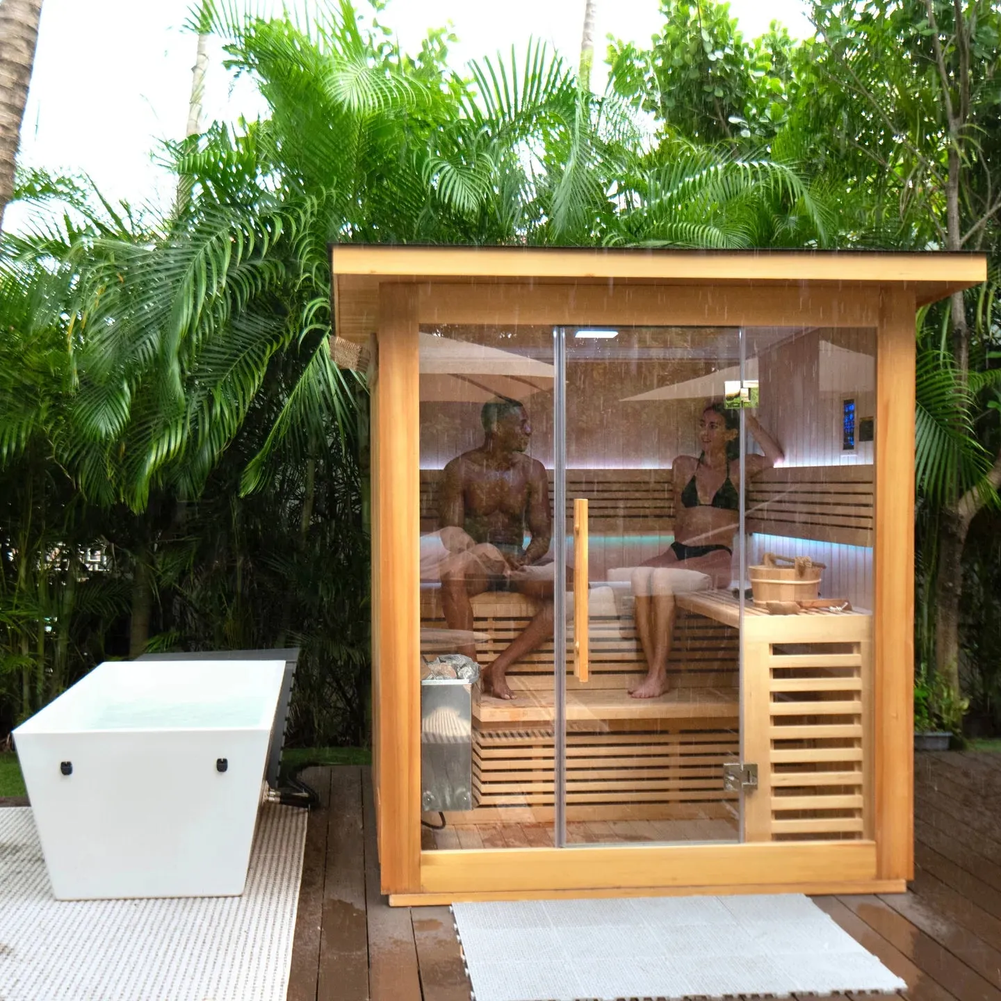 6 Person Traditional Sauna & Inflatable Barrel Plunge