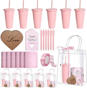 6 Sets Baby Shower Prizes for Game Winners Tumbler Pen Gift Bag Baby Shower Bridal Shower Game Prizes Pink