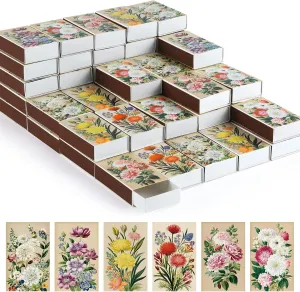 60 Pcs Spring Flower Blank Matches Containers 2.24 x 1.42 x 0.59 Inches Floral Match Holder Baby Shower Tea Party Favor for Guests Decorative Match Storage Boxes(Spring)