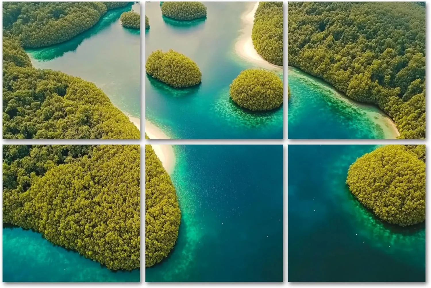 6Panels Art Acoustic Panels Aerial view tropical lagoon sea beach Bucas Grande Island Soundproof Wall Panels Padding Decorative Sound Absorbing Panels 72"x48" for Recording Studios Home