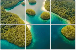 6Panels Art Acoustic Panels Aerial view tropical lagoon sea beach Bucas Grande Island Soundproof Wall Panels Padding Decorative Sound Absorbing Panels 72"x48" for Recording Studios Home