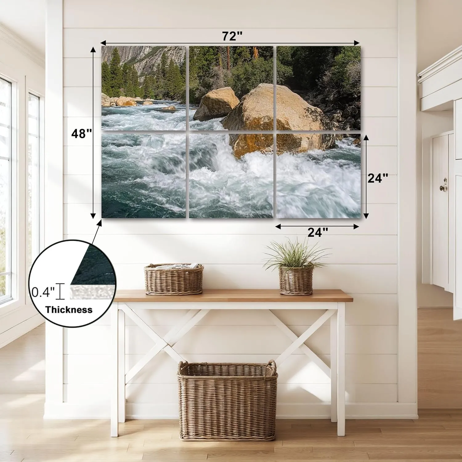 6Panels Art Acoustic Panels Kings River Soundproof Wall Panels Padding Decorative Sound Absorbing Panels 72"x48" for Recording Studios Home