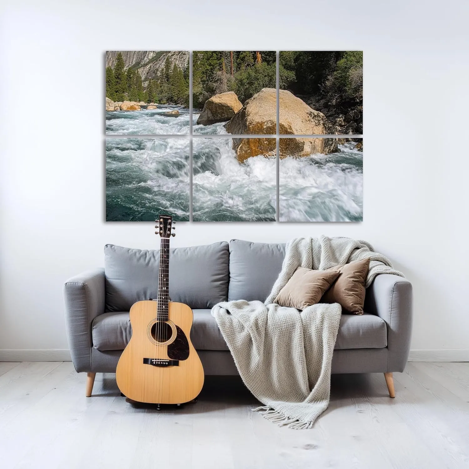 6Panels Art Acoustic Panels Kings River Soundproof Wall Panels Padding Decorative Sound Absorbing Panels 72"x48" for Recording Studios Home