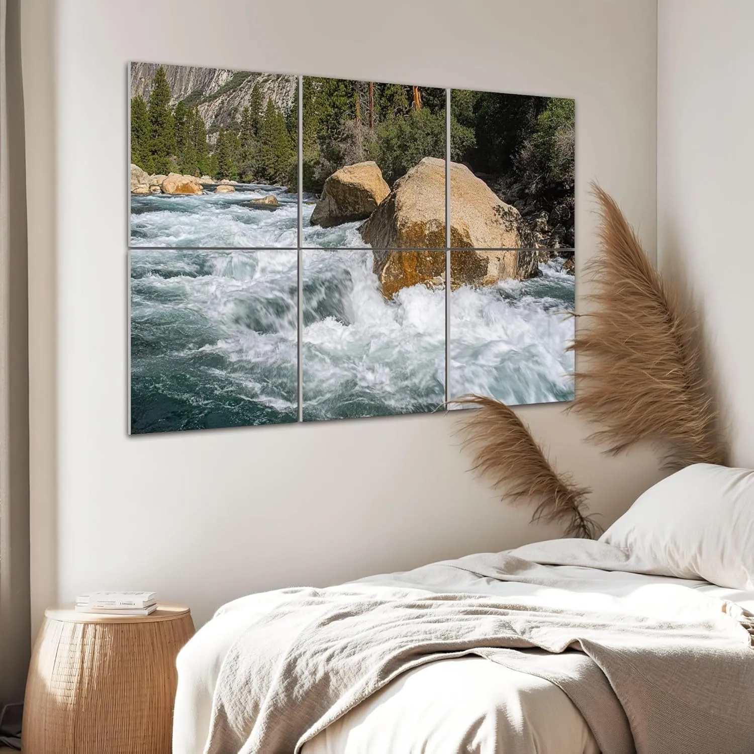 6Panels Art Acoustic Panels Kings River Soundproof Wall Panels Padding Decorative Sound Absorbing Panels 72"x48" for Recording Studios Home