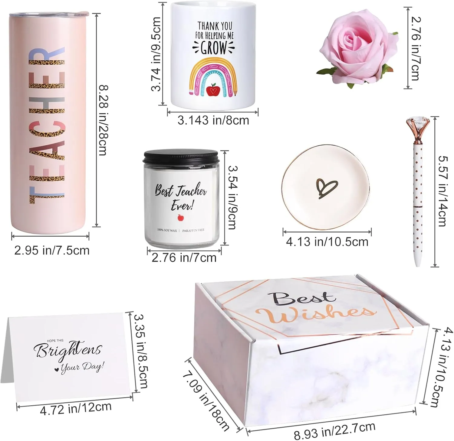 7 PCS Teacher Appreciation Gifts,Teacher Gift for Women Men,Best Teachers Gift from Students,Gift Basket Box for New Teachers,Thanksgiving,Christmas Gifts
