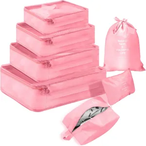 7-Piece Set Packing Cubes for Suitcases - Travel Essentials Bag Organizers for Carry On - Luggage Organizer Bags for Travel Accessories in 4 Sizes (XL, L, M, S) (Pink)