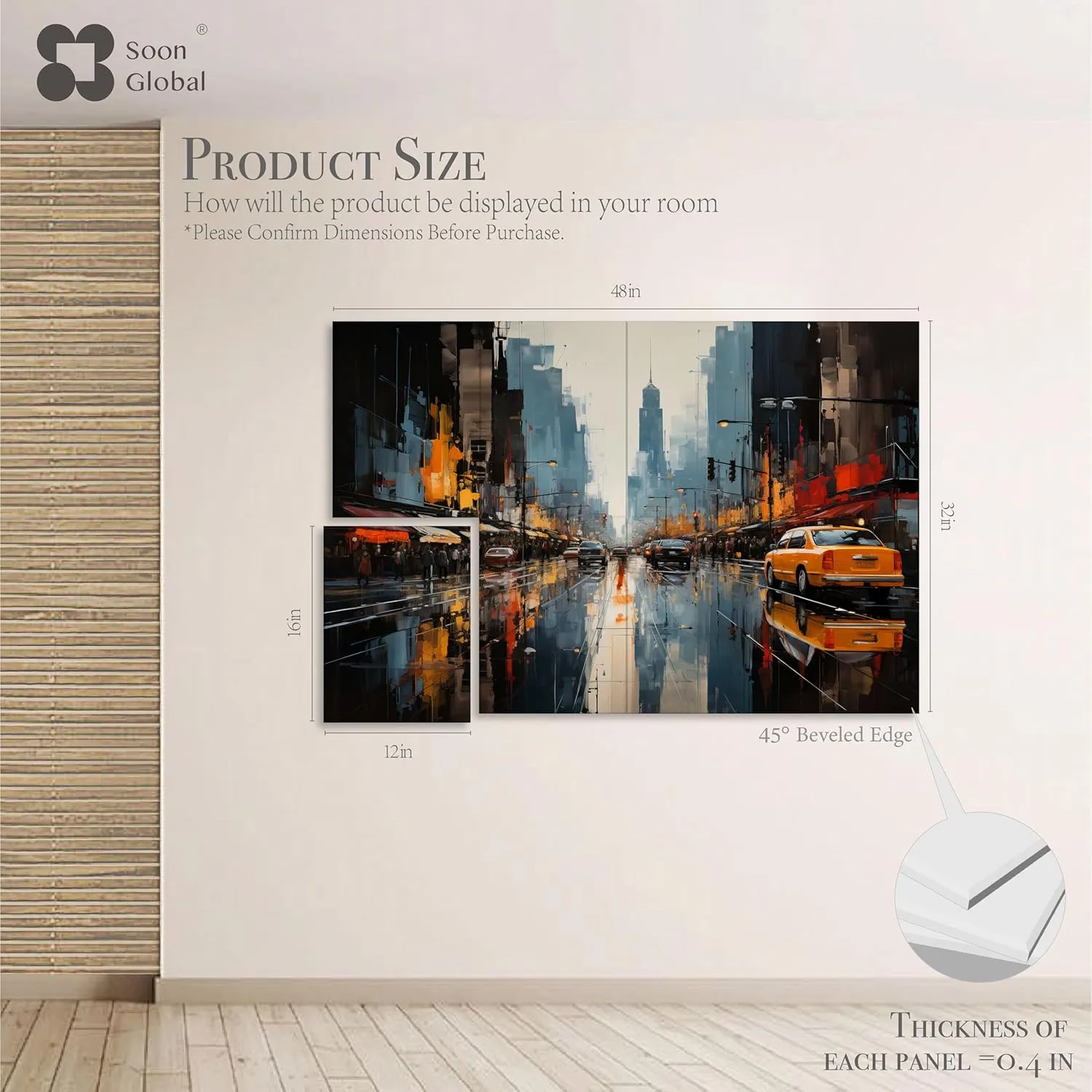 8-Pack Acoustic Panels, Soundproof Wall Panels, 48 X 32 Inches Sound Absorbing Panels, Decorative Acoustical Wall Panels, Acoustic Treatment for Recording Studio, Urban Pulse