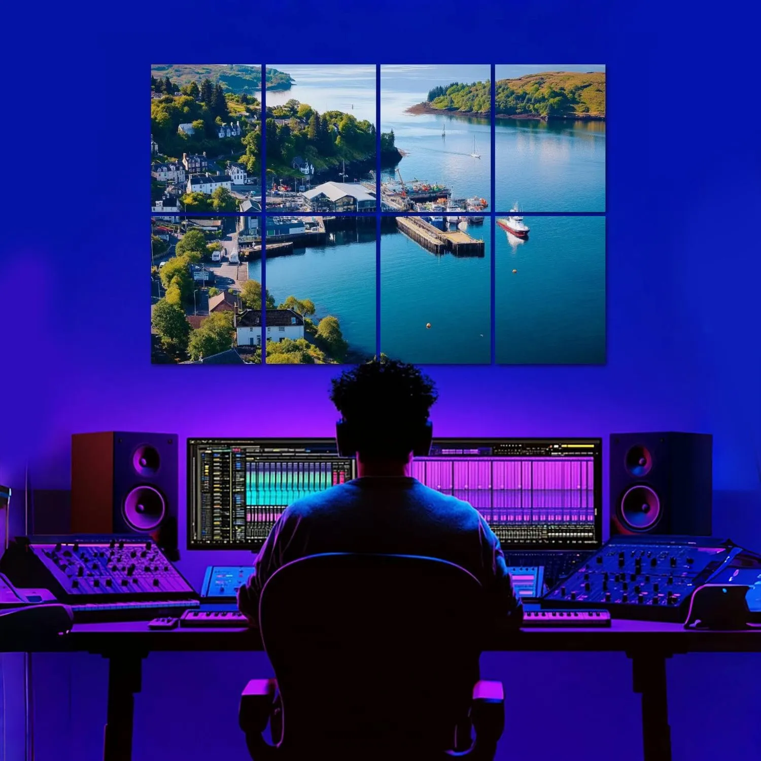 8 Pack Art Acoustic Panels Holidays Scotland panoramic view Oban west coast Scotland Soundproof Wall Panels, 32"x48" Decorative Sound Absorbing Panels, Acoustic Treatment for Home, Office
