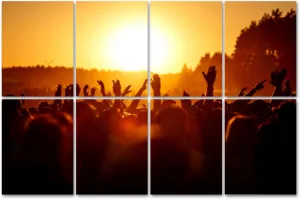 8 Pack Art Acoustic Panels People celebrating an summer open air Self Adhesive Decorative Soundproof Wall Panels Sound Absorbing Panel 48"x32" for Office Home Studio