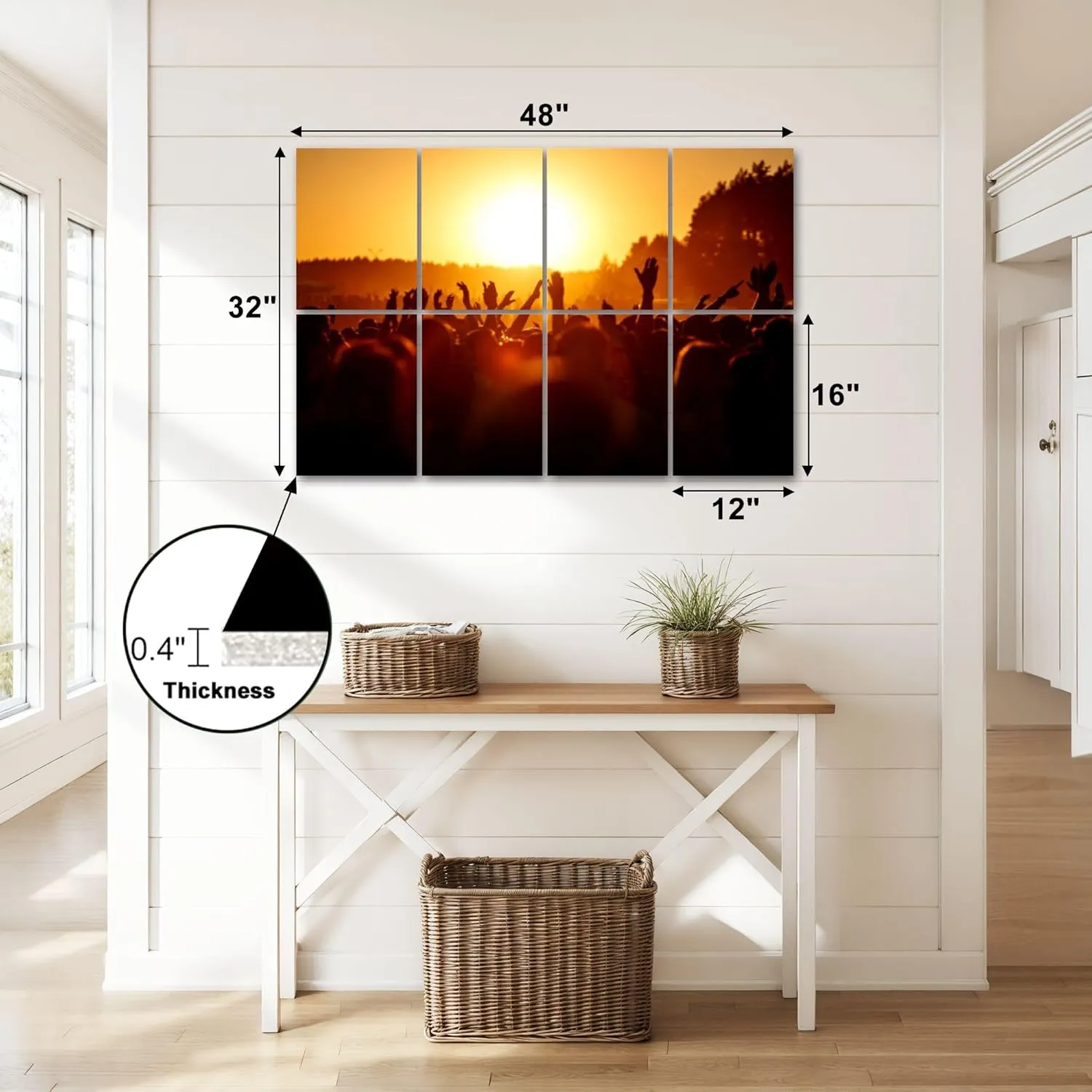 8 Pack Art Acoustic Panels People celebrating an summer open air Self Adhesive Decorative Soundproof Wall Panels Sound Absorbing Panel 48"x32" for Office Home Studio