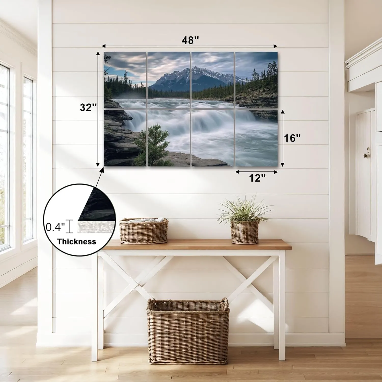 8 Panels Art Acoustic Panels Athabasca Falls summer Jasper National Park AB Canada Soundproof Wall Panels Padding Decorative Sound Absorbing Panels 48"x32" for Recording Studios Home