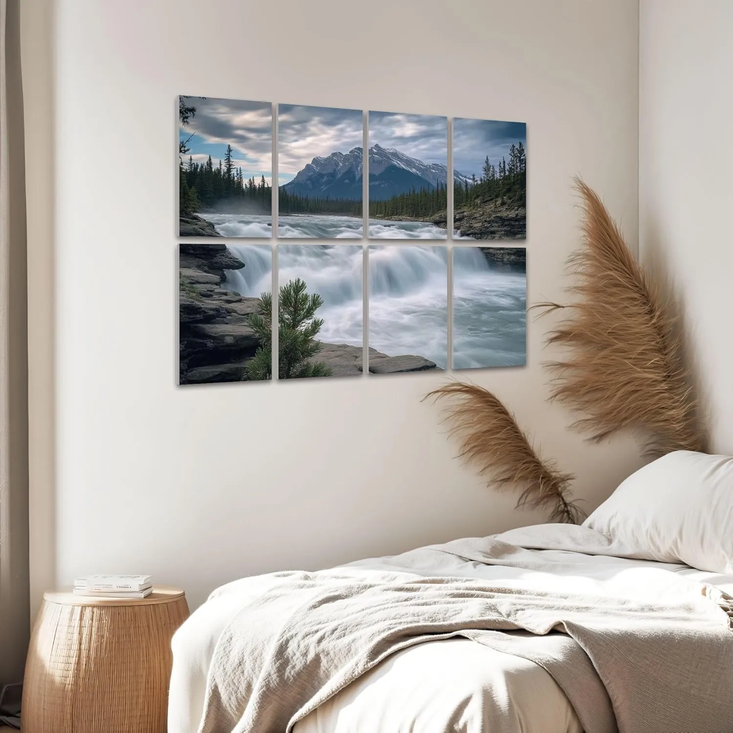 8 Panels Art Acoustic Panels Athabasca Falls summer Jasper National Park AB Canada Soundproof Wall Panels Padding Decorative Sound Absorbing Panels 48"x32" for Recording Studios Home