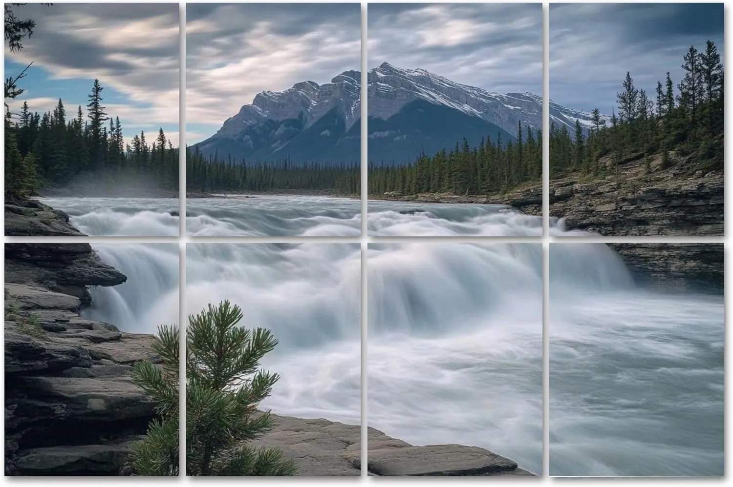 8 Panels Art Acoustic Panels Athabasca Falls summer Jasper National Park AB Canada Soundproof Wall Panels Padding Decorative Sound Absorbing Panels 48"x32" for Recording Studios Home