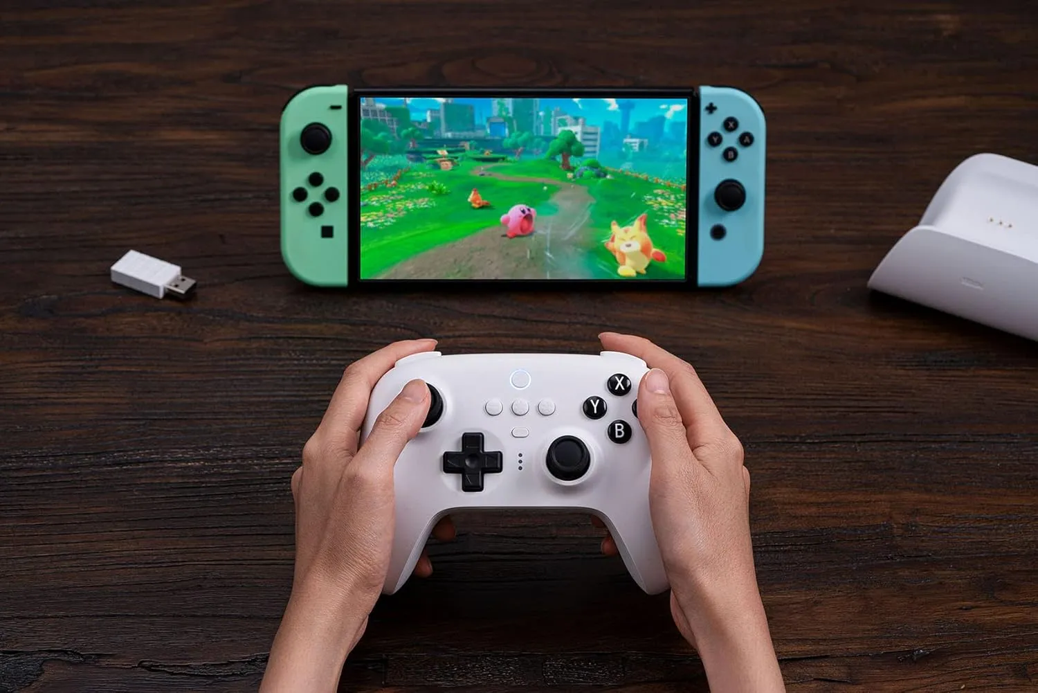 8Bitdo Ultimate Bluetooth Controller with Charging Dock, Wireless Pro Controller with Hall Effect Sensing Joystick, Compatible with Switch, Windows and Steam Deck, White