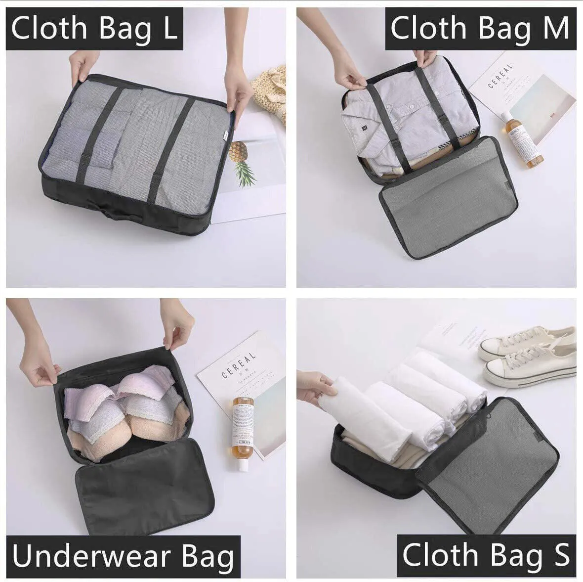 9 Packing Cubes Travel Pouches Luggage Organiser Clothes Suitcase Storage Bag AU