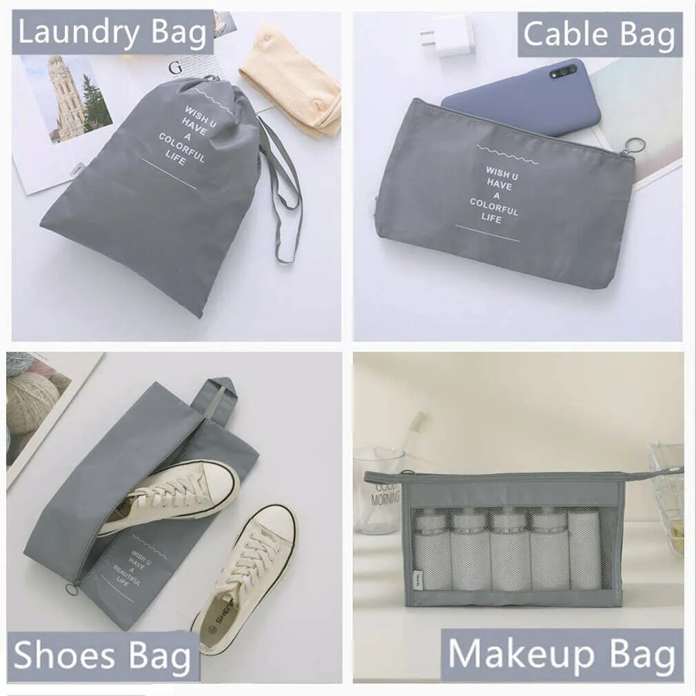 9 Packing Cubes Travel Pouches Luggage Organiser Clothes Suitcase Storage Bag AU
