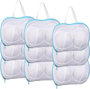 9 Pcs Bra Washing Bags for Laundry Extra Large Mesh Brassiere Bra Laundry Bags with Zipper for Washing Machine Anti Deformation(Blue)