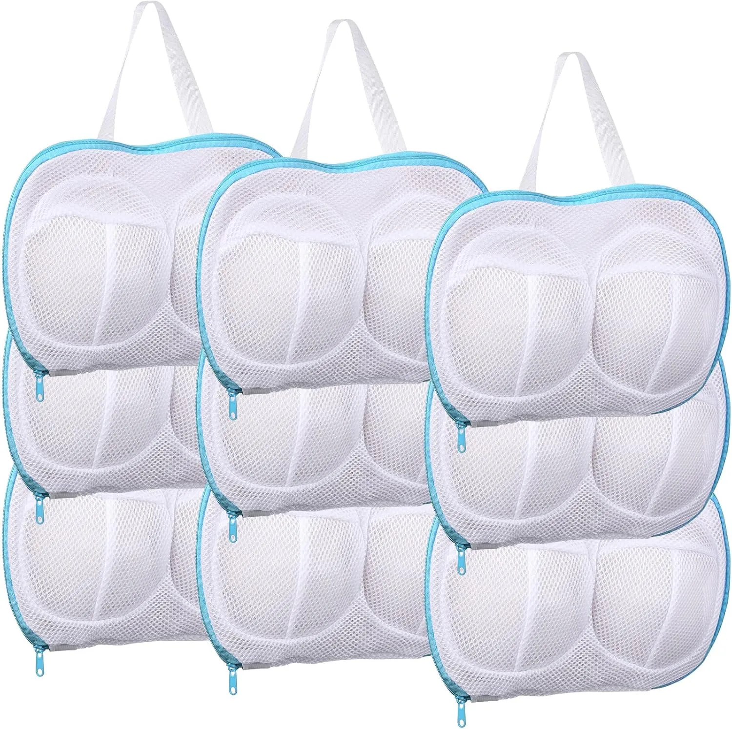 9 Pcs Bra Washing Bags for Laundry Extra Large Mesh Brassiere Bra Laundry Bags with Zipper for Washing Machine Anti Deformation(Blue)