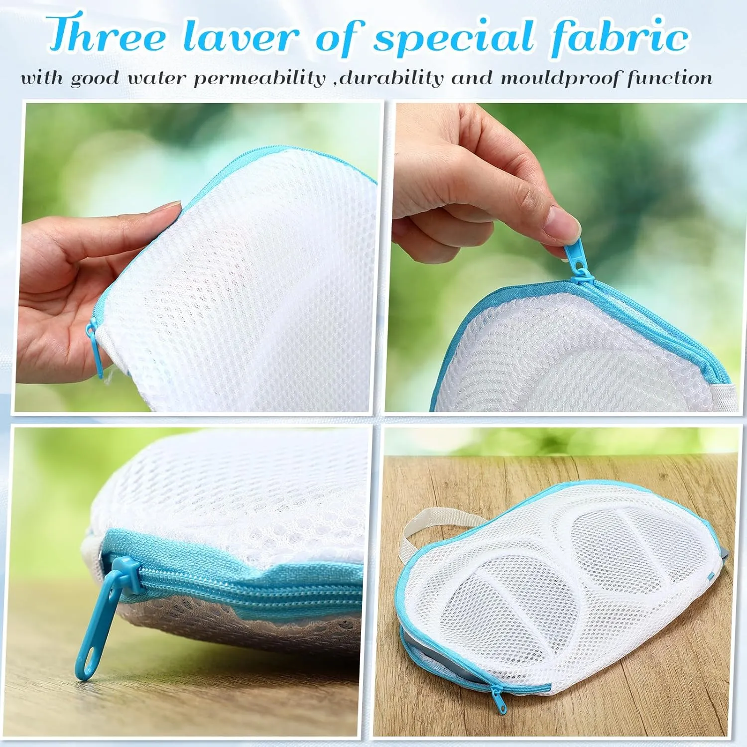 9 Pcs Bra Washing Bags for Laundry Extra Large Mesh Brassiere Bra Laundry Bags with Zipper for Washing Machine Anti Deformation(Blue)