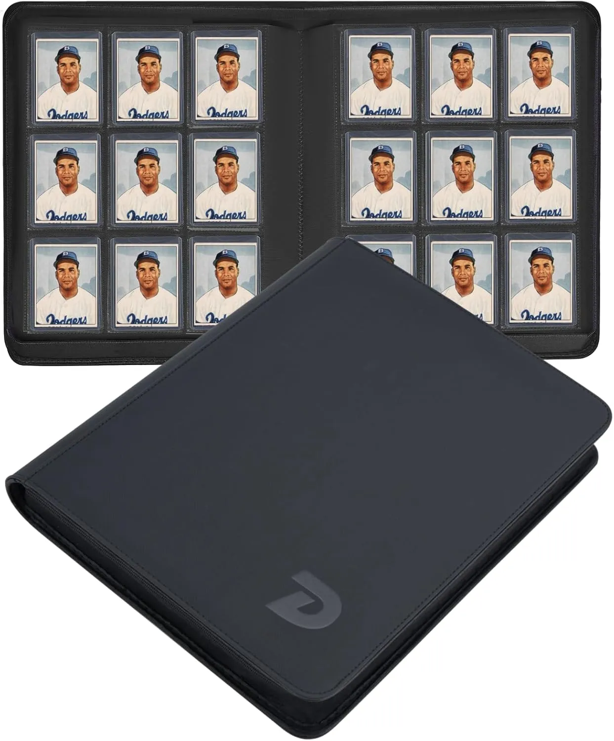 9 Pocket TopLoader Binder, Top Loader Binder Holds 324 Cards, Binder for Top Loader Cards, Trading Card Binder 18 Double Sided Pages (Black)
