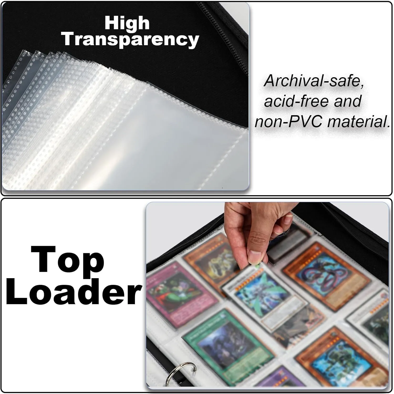 990 Pockets Trading Card Holder Binder with Zipper for Y-G-O Cards, MTG, TCG Cards, 990 Cards Capacity
