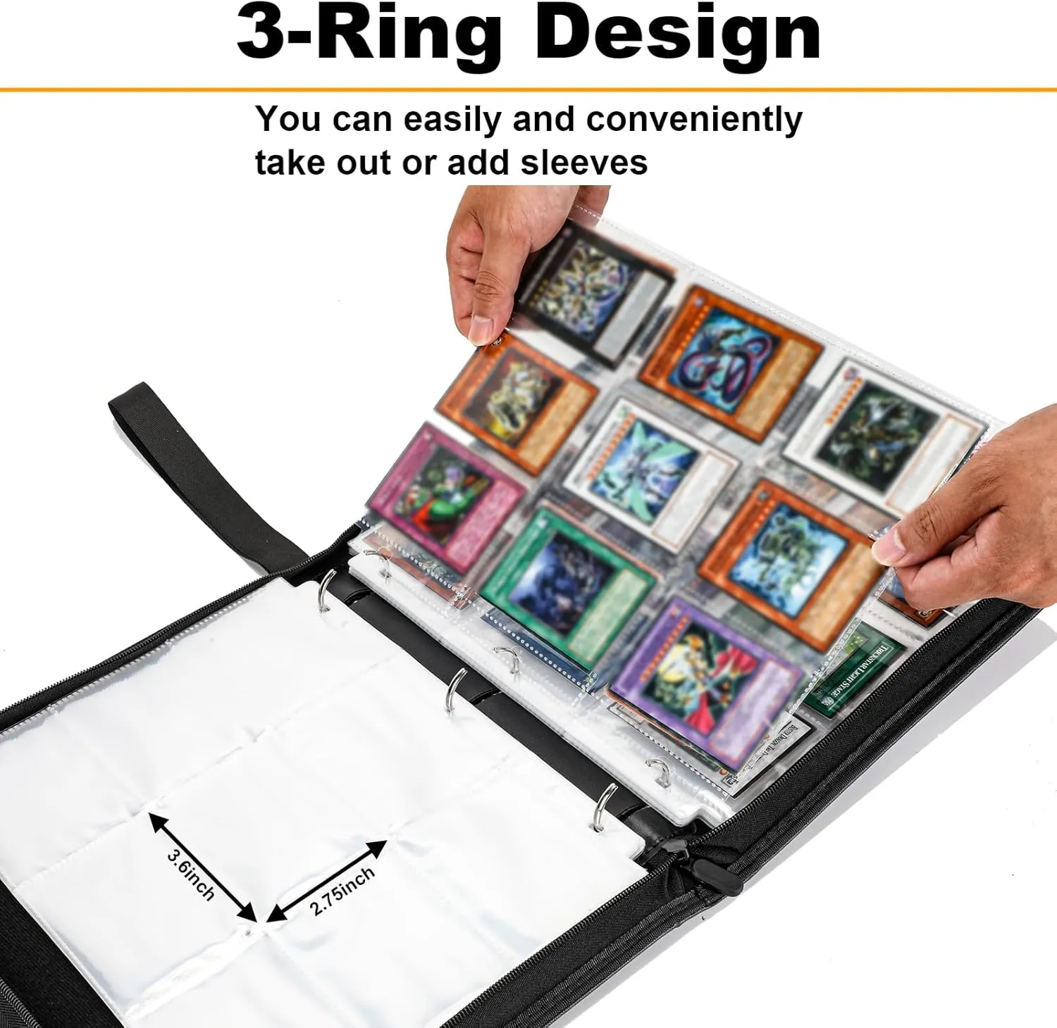 990 Pockets Trading Card Holder Binder with Zipper for Y-G-O Cards, MTG, TCG Cards, 990 Cards Capacity