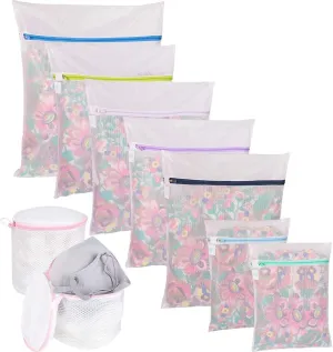 9Pcs Mesh Laundry Bag for Delicates, Lingerie Bags for Laundry - (1 Large & 4 Medium & 2 Small & 2 Bra Bags) for Garment, Underwear, Sock, Baby Clothes, Sweater, Travel, Washing Machine