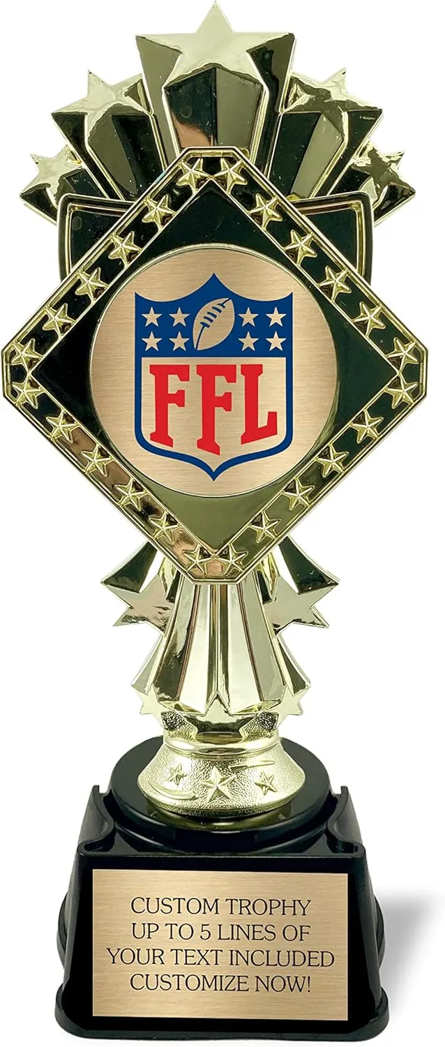 9" Fantasy Football Trophy Customizable 2024 - Engraved Plate Included - Champion Trophies for Winner FFL Champion - Customize Your Championship Award Now!