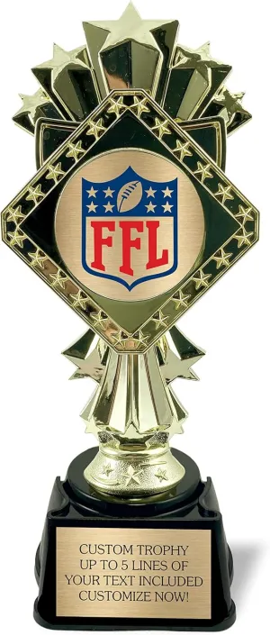 9" Fantasy Football Trophy Customizable 2024 - Engraved Plate Included - Champion Trophies for Winner FFL Champion - Customize Your Championship Award Now!