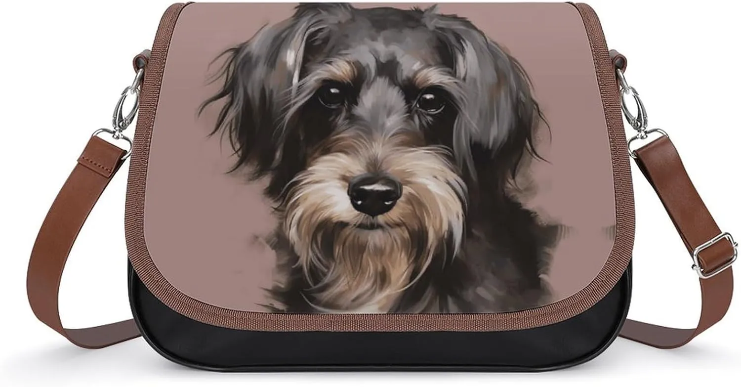 A Dog Crossbody Bags for Women,PU Leather Tote Bag for Women,Shoulder Bag Purse for Work Shopping Travel