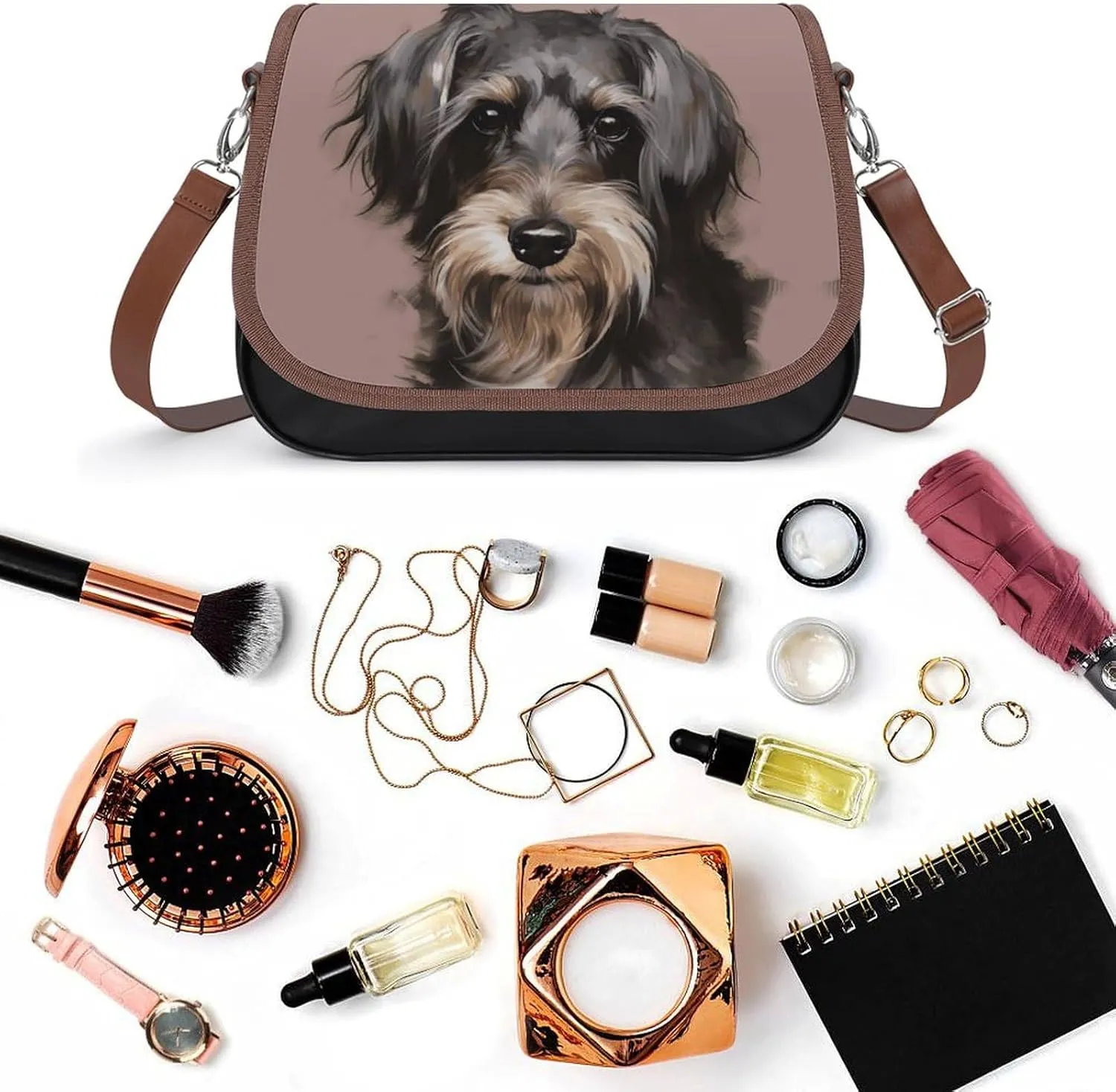 A Dog Crossbody Bags for Women,PU Leather Tote Bag for Women,Shoulder Bag Purse for Work Shopping Travel