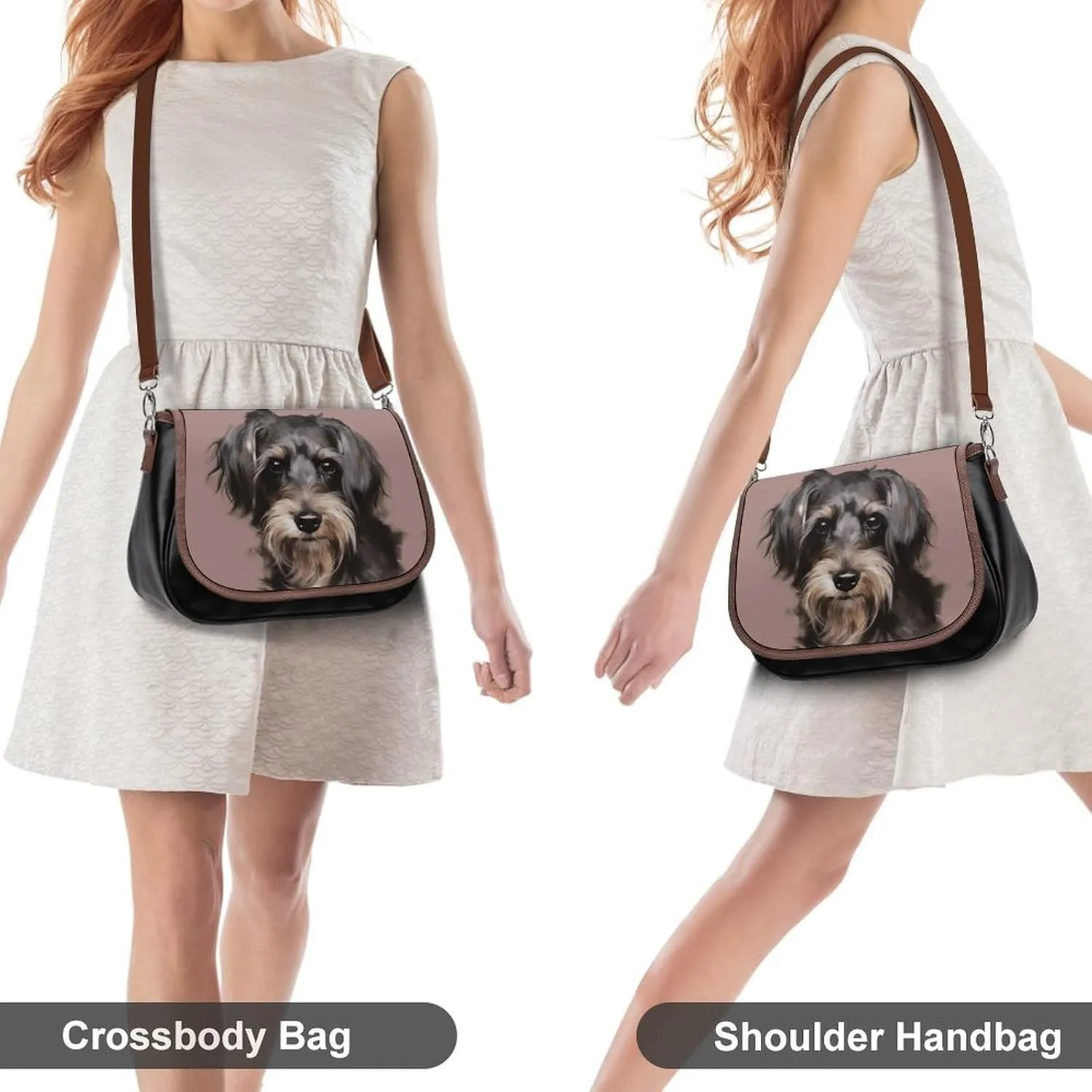 A Dog Crossbody Bags for Women,PU Leather Tote Bag for Women,Shoulder Bag Purse for Work Shopping Travel