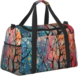 Abstract Colored Glass Duffle Bag Foldable Travel Tote Bag Carry On Large Weekender Overnight Bags Waterproof Gym Bag For Women Men