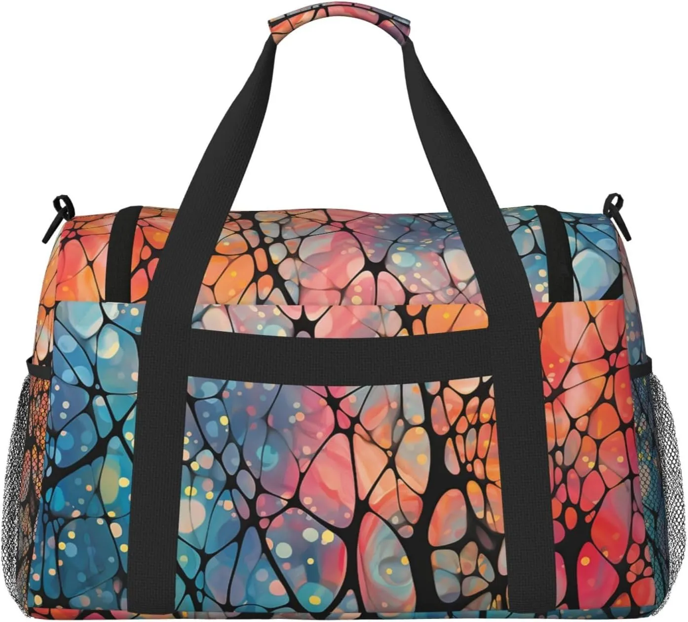 Abstract Colored Glass Duffle Bag Foldable Travel Tote Bag Carry On Large Weekender Overnight Bags Waterproof Gym Bag For Women Men