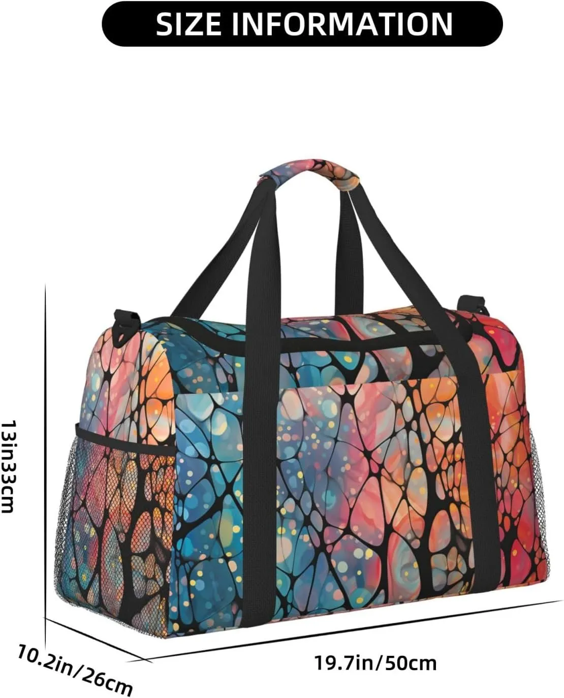 Abstract Colored Glass Duffle Bag Foldable Travel Tote Bag Carry On Large Weekender Overnight Bags Waterproof Gym Bag For Women Men