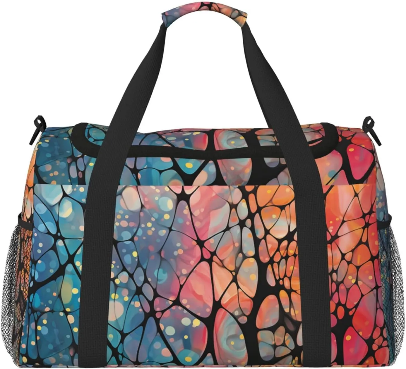 Abstract Colored Glass Duffle Bag Foldable Travel Tote Bag Carry On Large Weekender Overnight Bags Waterproof Gym Bag For Women Men