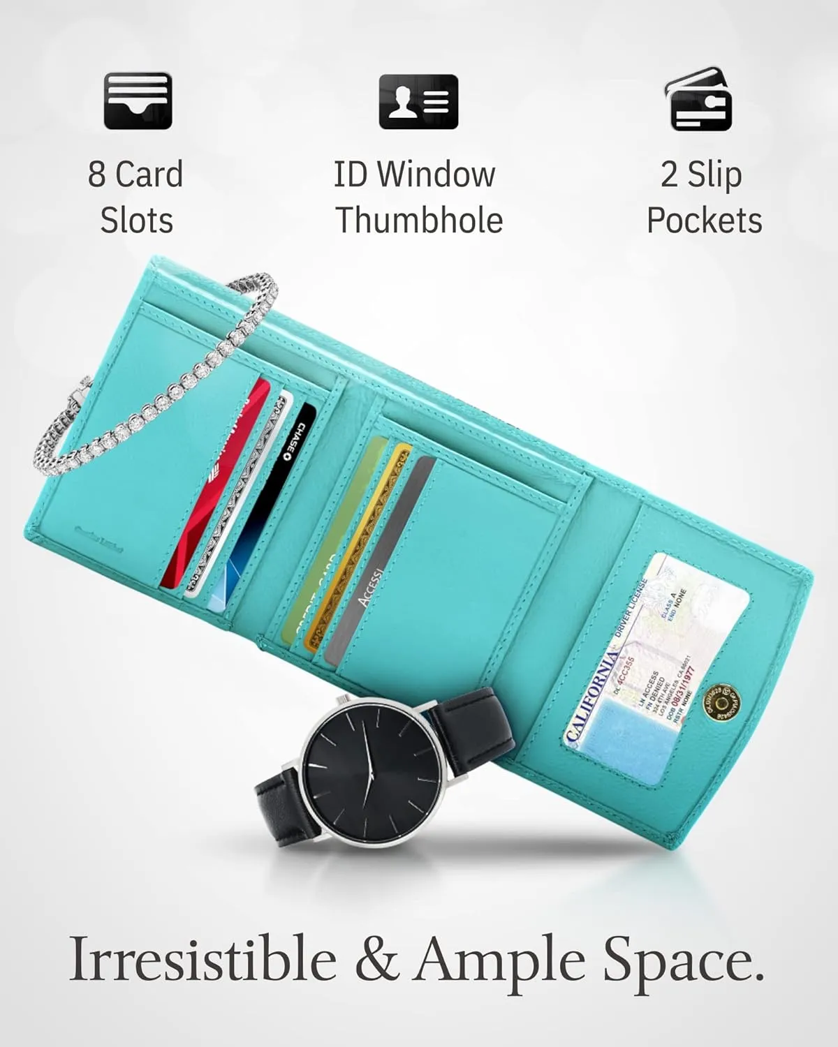 Access Denied REAL LEATHER Small Wallets For Women - Compact Ladies Credit Card Holder With Coin Purse RFID Holiday Gifts For Her