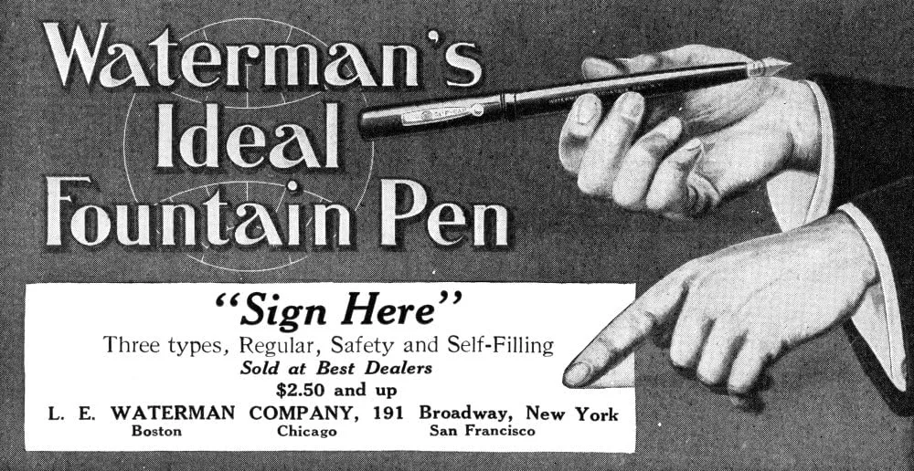 Ad Fountain Pen 1919 Namerican Advertisement For WatermanS Ideal Fountain Pen 1919 Poster Print by (24 x 36)