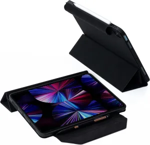 Adonit Trifold Case Compatible with iPad Pro 12.9 Inch 2021(Black), Magnetic Stand Case with Clasp, Auto Sleep and Wake, Pencil 2 Wireless Charging, Stylus Pens Holder