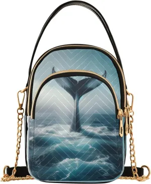 ALAZA Quilted Crossbody Bags for Women,Whale Tail Women's Crossbody Handbags Small Travel Purses Phone Bag