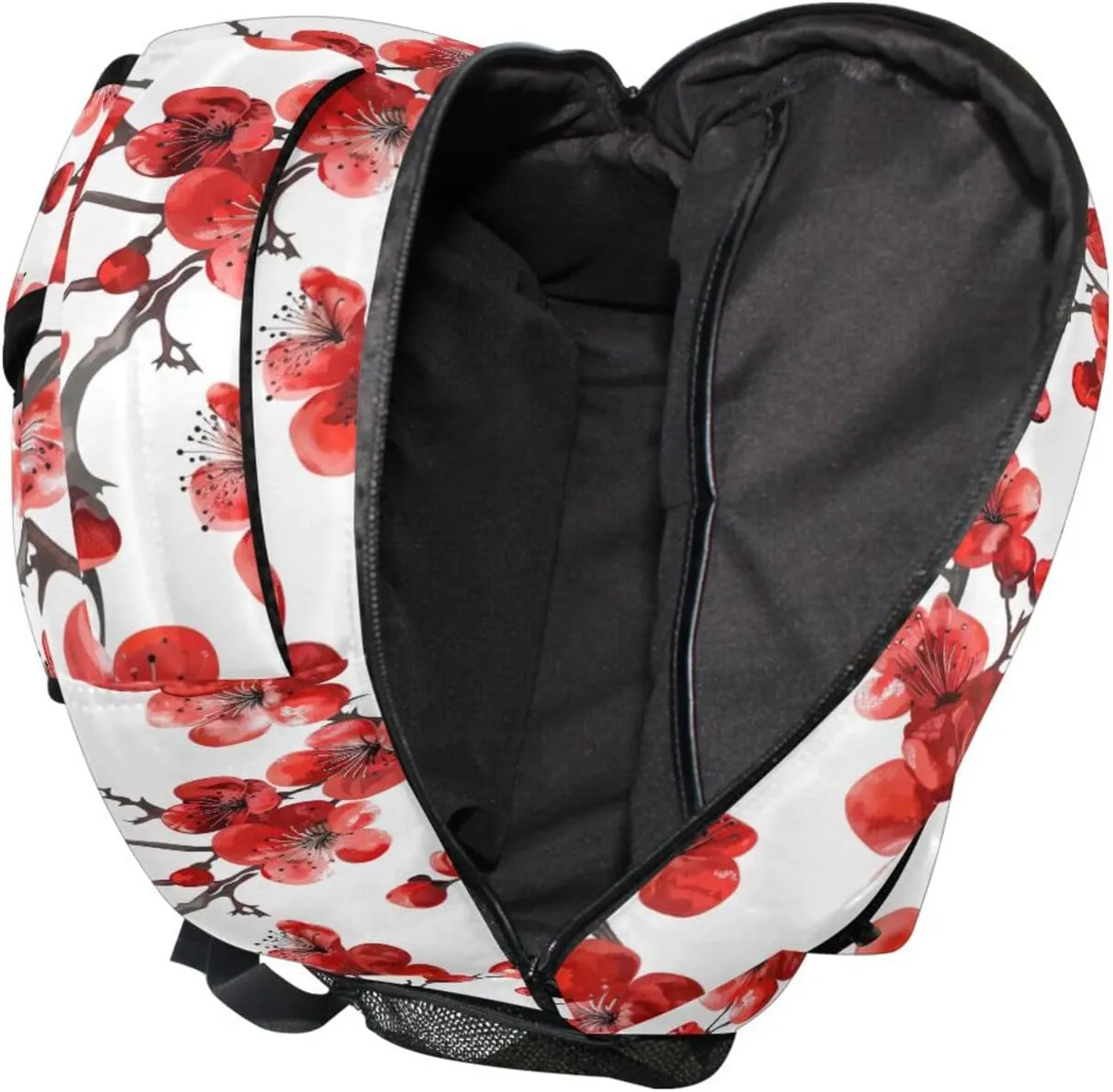 ALAZA Red Cherry Blossom Flower Backpack Purse with Multiple Pockets Name Card Personalized Travel Laptop Book Bag, Size M/16.9 inch