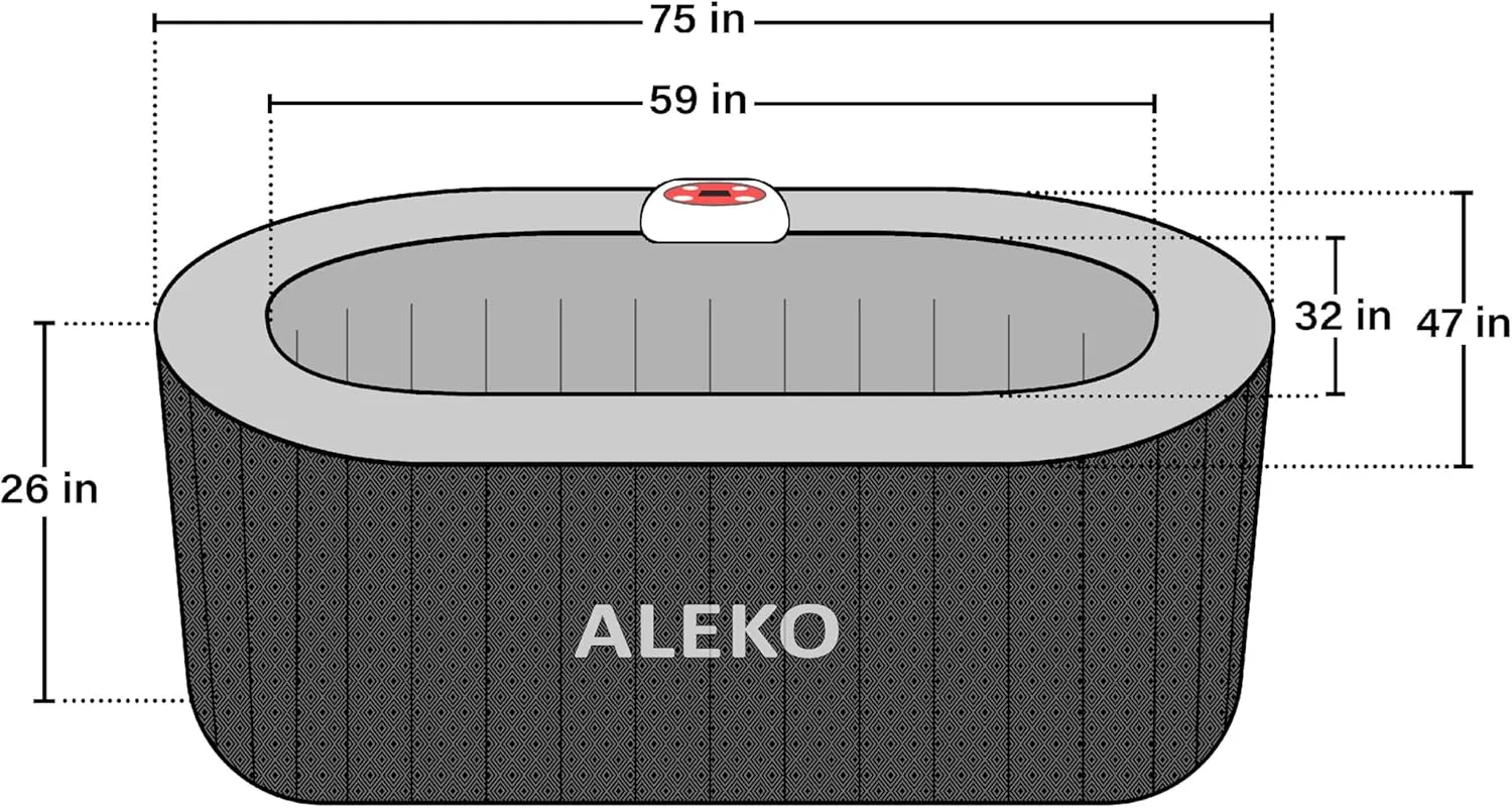 ALEKO Diamond 2-Person Inflatable Jetted Hot Tub | 100 Soothing Bubble Jets | Energy Efficient Cover | LED Lights with 7 Lights | 360-Degree Bubble Massage | 145 Gallon Water Capacity
