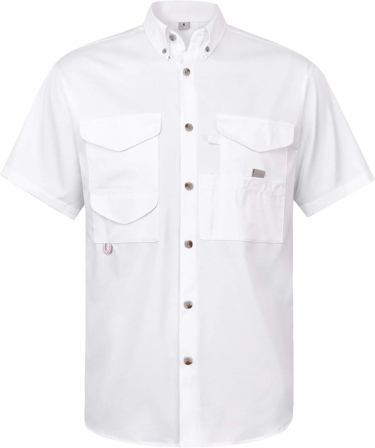 Alimens & Gentle Short Sleeve Fishing Shirt Wicking Fabric Sun Protection Casual Button Down Shirts