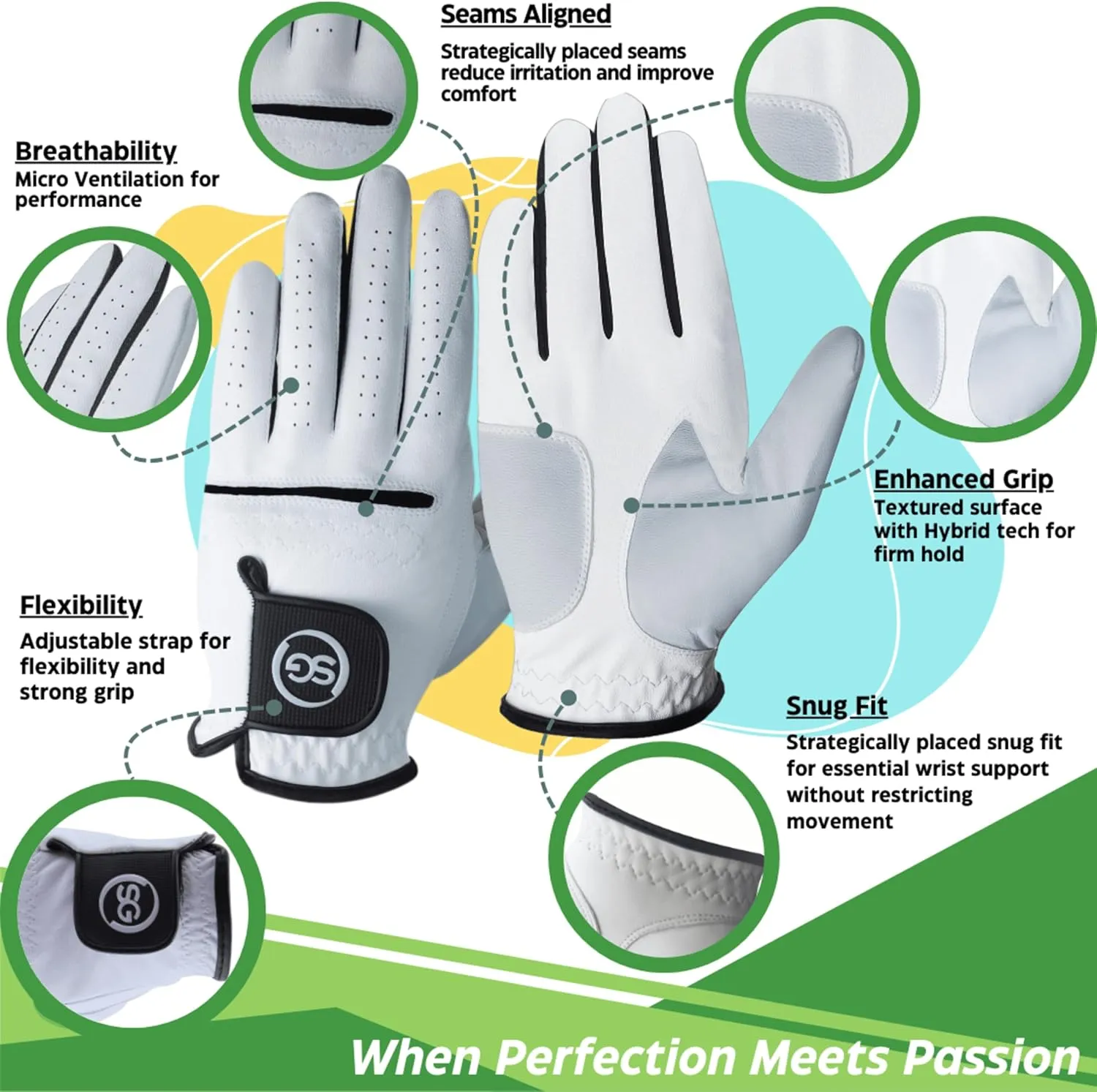 All Weather & Genuine Leather Golf Gloves Men