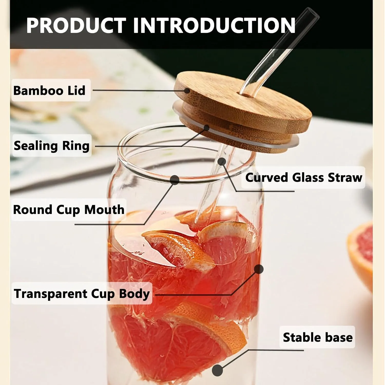 Alpaca Llama Drinking Glass Cup 16 Oz with Bamboo Lid and Straws, Iced Coffee Beer Cocktail Glass Tumbler, Holiday Christmas Birthday Gift for Dad Mom Sister Friends Bestie