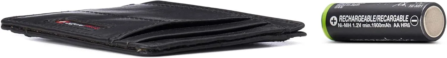 Alpine Swiss RFID Minimalist Oliver Front Pocket Wallet For Men Leather Hampton Collection Glossy Nappa Black