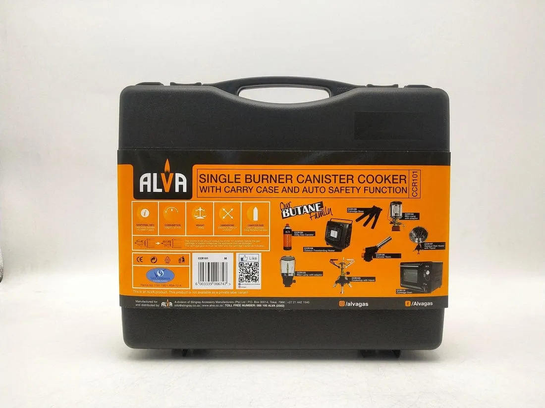 Alva Single Burner Butane Canister Stove   Carry Case CCR101