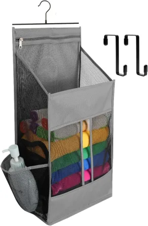 ALYER Hanging Plastic Grocery Bag Holder and Dispenser,Mesh Over the Cabinet Door Organizer with Easy-Access Openings for Kitchen Towel,Bras,Laundry,Installation Free(Gray, 21.7"H * 11.8"W * 5.9"D)