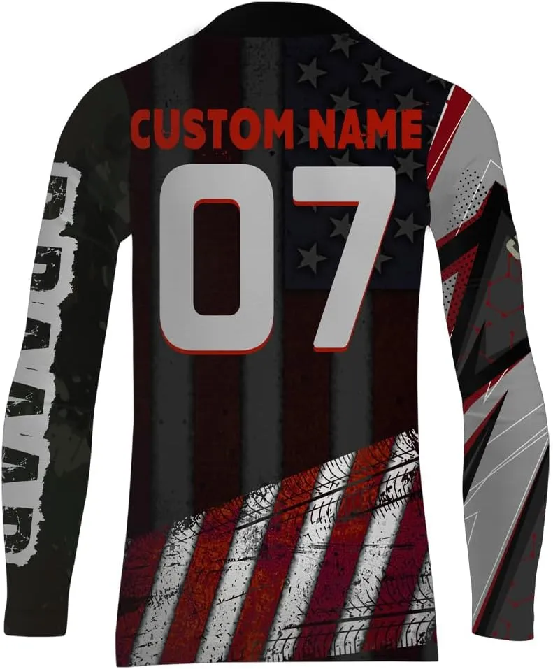 American Flag ATV Motocross Jersey Men Youth Upf30  Custom Quad Bike Shirt Boys Extreme Camouflage Off-Road Jersey